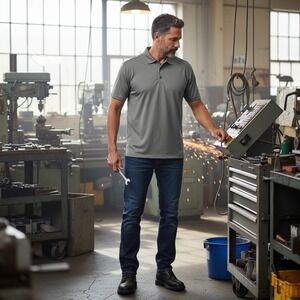 Truewerk EDO Polo Shirt Mens Large Gray Short Sleeve Performance Workwear Tee